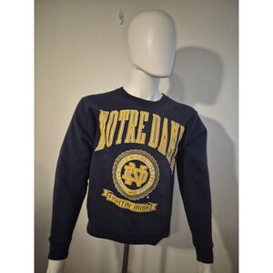 VTG Notre Dame Fighting Irish Sweatshirt Adult Small Blue 90s Crew Neck USA Made